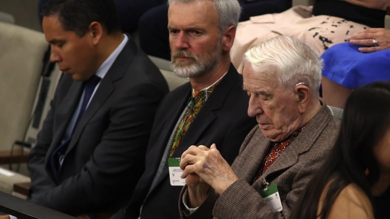 Yaroslav Hunka is seen waiting for the arrival of Ukrainian President Volodymyr Zelenskyy in the House of Common.