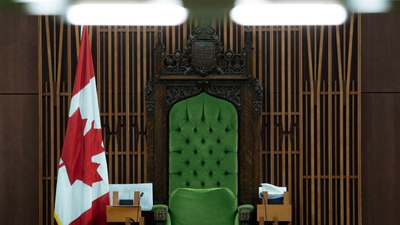 An empty Speaker's chair in the House of Commons.