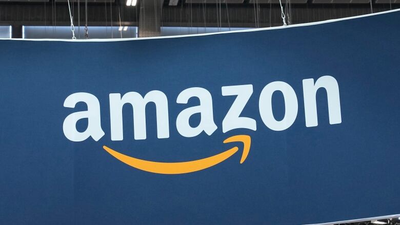 The Amazon logo is shown on a backdrop.