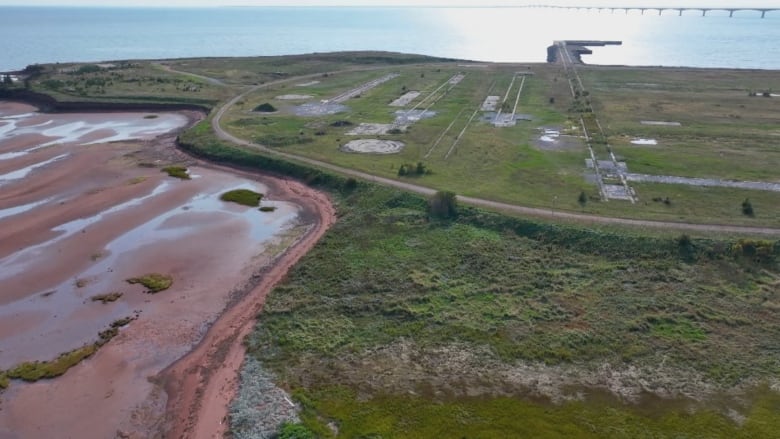 Aerial view of the Borden-Carleton fabrication yard