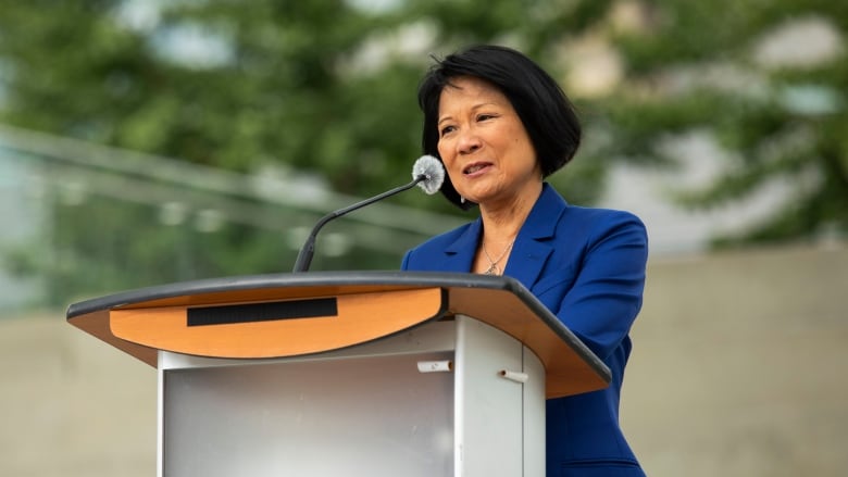 Toronto Mayor Olivia Chow speaking at the 2023 City of Toronto United Way Employee Campaign Kick-Off. 