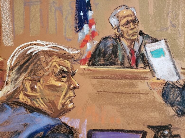 Court sketch of Donald Trump