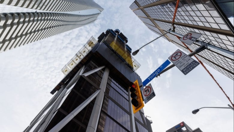 An under-construction condo tower.