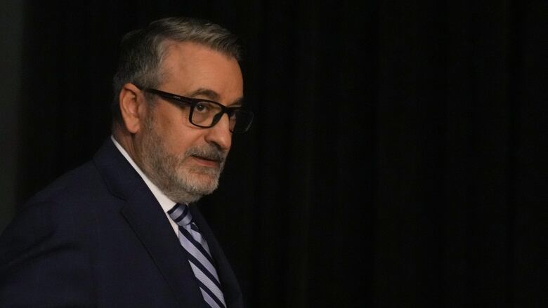 Paul Calandra, Ontario Minister of Municipal Affairs and Housing prepares to take questions from journalists after tabling a bill to return parcels of land to Greenbelt, at Queen's Park in Toronto on Monday, October 16, 2023.