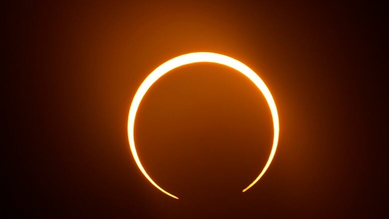 A tight ring of light during solar eclipse.