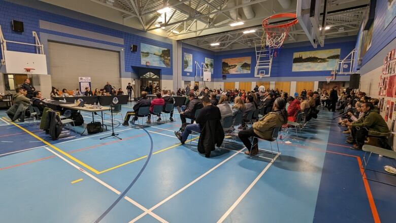 A gymnasium filled with people in seats