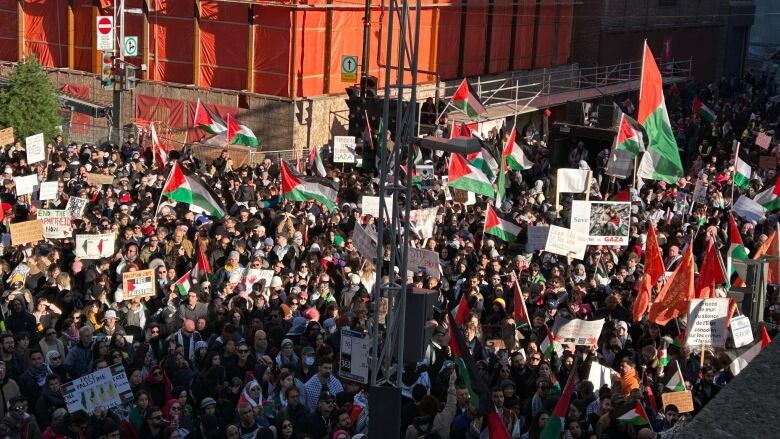 Montreal's streets full of protesters and Palestine flags