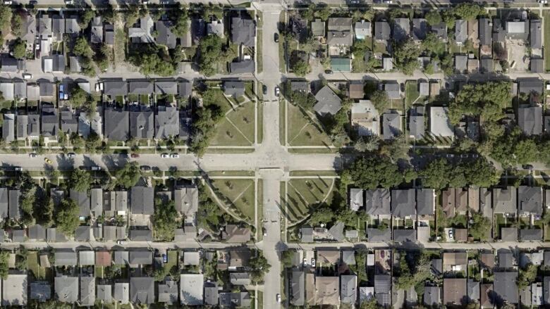 A view of a park from an aerial view