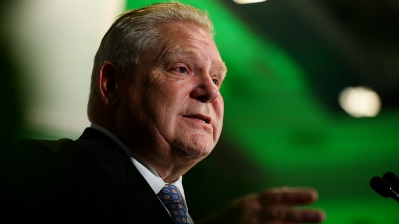 Ontario Premier Doug Ford gives remarks at the 2023 Ontario Economic Summit, in Toronto, on Nov. 1, 2023.