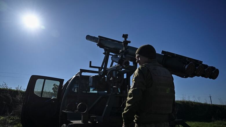 A Ukrainian serviceman prepares a Partyzan small multiple rocket launch system for firing toward Russian troops near a front line, amid Russia's attack on Ukraine, in Zaporizhzhia region, Ukraine November 7, 2023. 