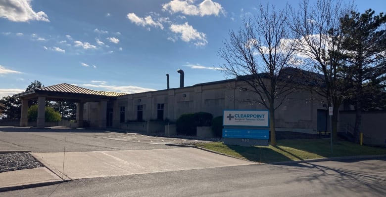 Exterior photo of a building with a sign saying 'Clearpoint Health Toronto - Dixon.'