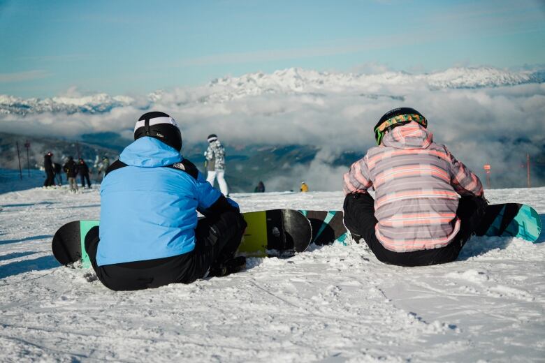 Skiers and snowboarders getting ready for the first runs on Blackcomb Mountain in Whistler, B.C. Taken Nov. 22, 2023. (G.P. Mendoza/CBC Vancouver) 