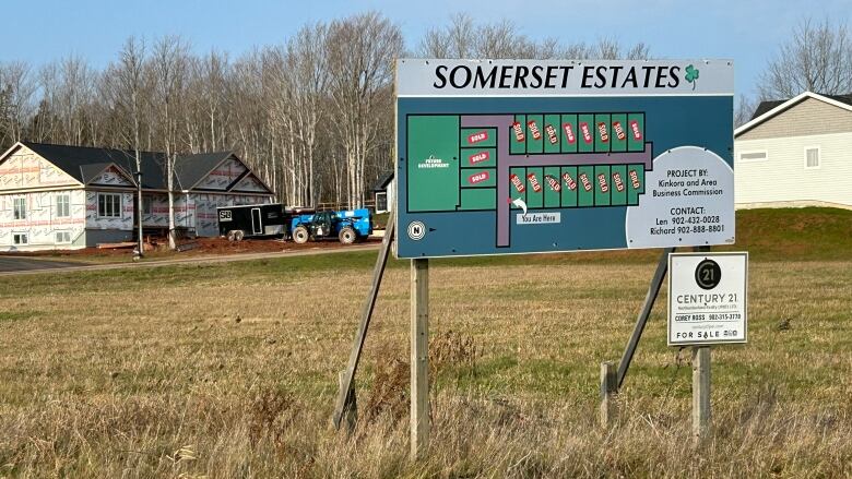 Billboard in front of new home.