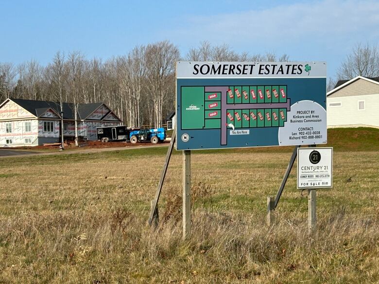 Billboard in front of new home.