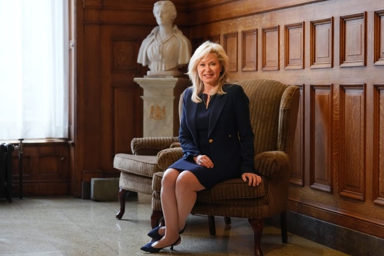 Newly-elected leader Bonnie Crombie poses for a photo at the Queens Park Legislature  in Toronto on Tuesday, Dec. 5, 2023. THE CANADIAN PRESS/Chris Young