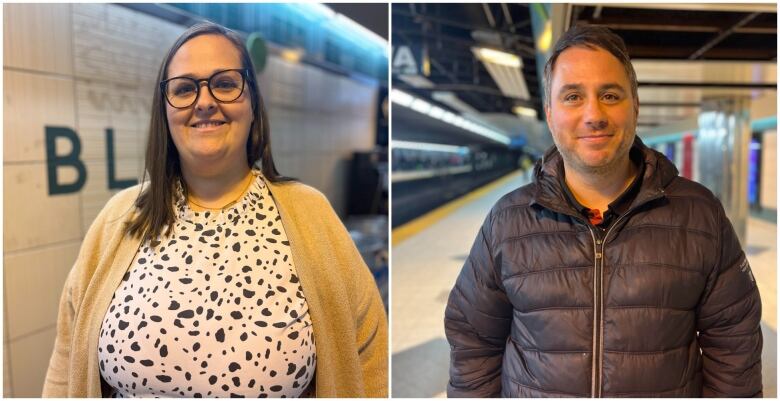 Sarah Collins and Ryan White are pictured separately on a TTC platform.