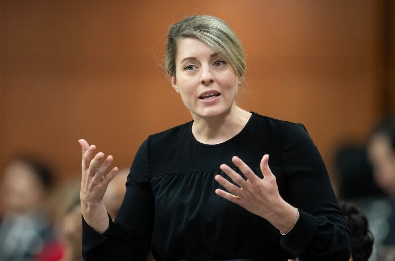 Minister of Foreign Affairs Melanie Joly rises during question period in the House of Commons, in Ottawa, Tuesday, Nov. 21, 2023.