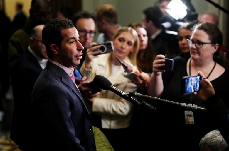 Liberal MP Anthony Housefather arrives for a caucus meeting on Parliament Hill