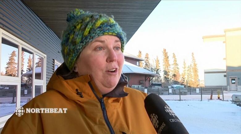 NDP Leader Kate White spoke to the CBC outside the new clinic's temporary location on Quartz Road in Whitehorse. 