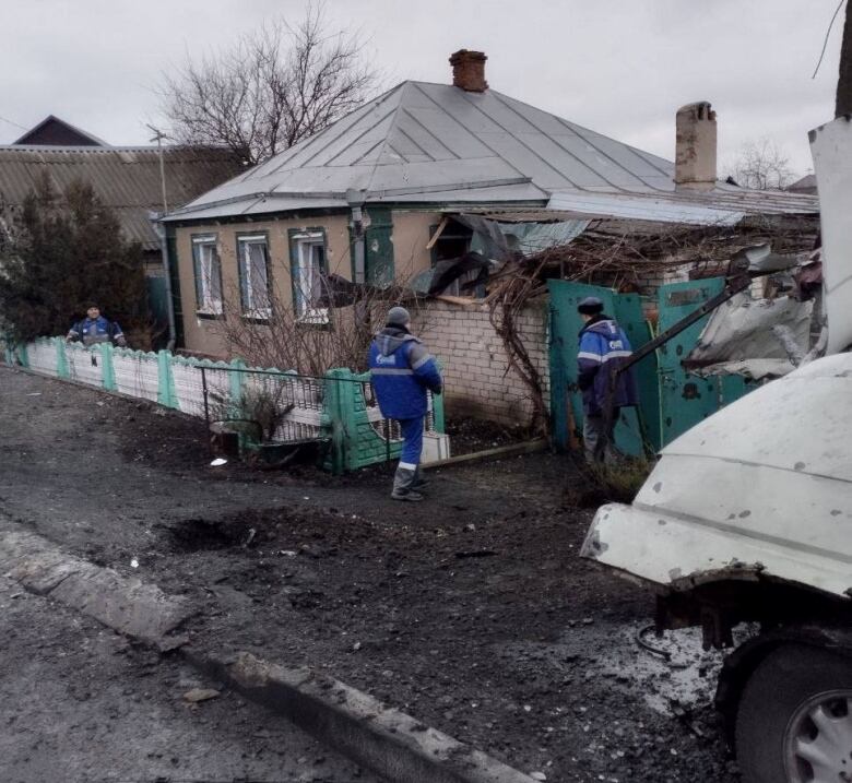 A damaged house in Belgorod, Russia, following a Ukrainian military strike.