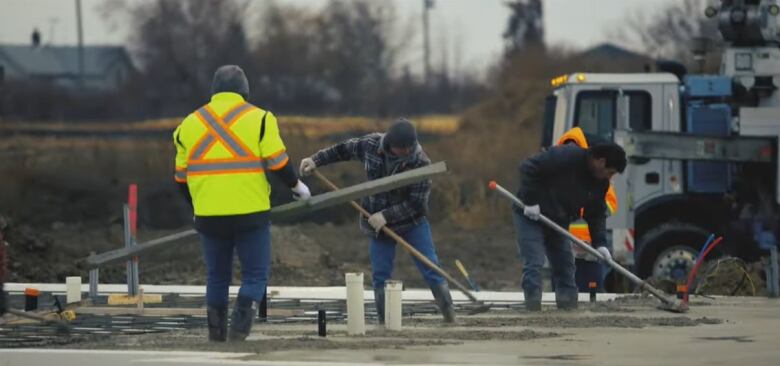 Cement work at a home being built on the Caldwell First Nation.