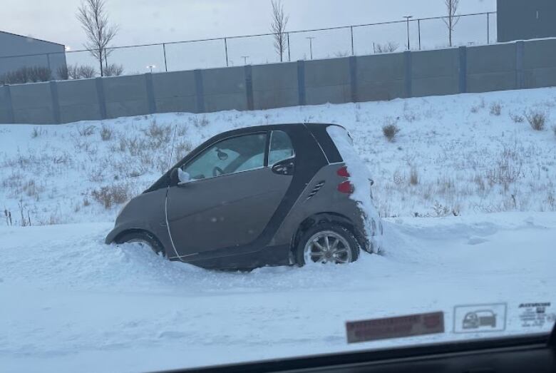 Car stuck in snow in Saskatoon