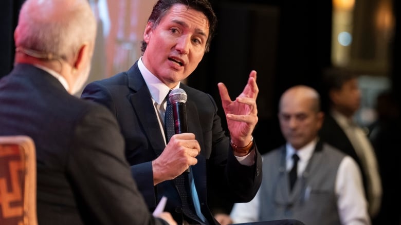 Prime Minister Justin Trudeau speaks to members of the Chamber of Commerce of Metropolitan Montreal, in Montreal, Tuesday, Jan. 16, 2024.