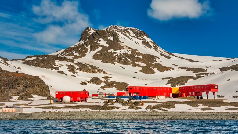 Juan Carlos I Antarctic Base, Spanish scientific base, on the South Shetland Islands, Antarctica, on a sunny day.