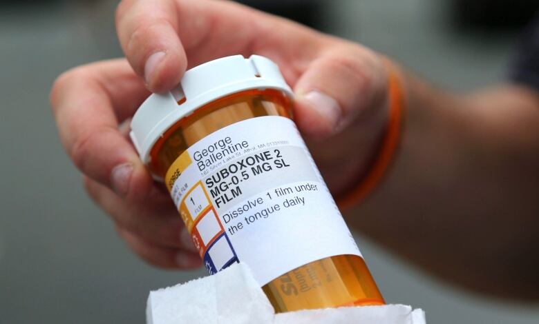 A pill bottle is shown that reads 