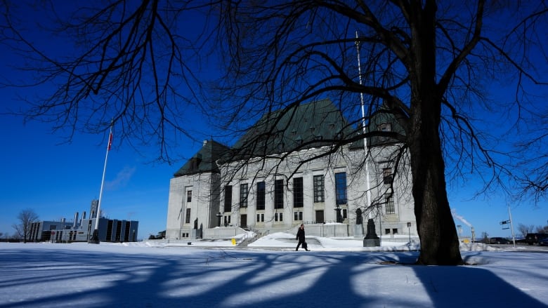 Exterior of the Supreme Court of Canada building in the winter.