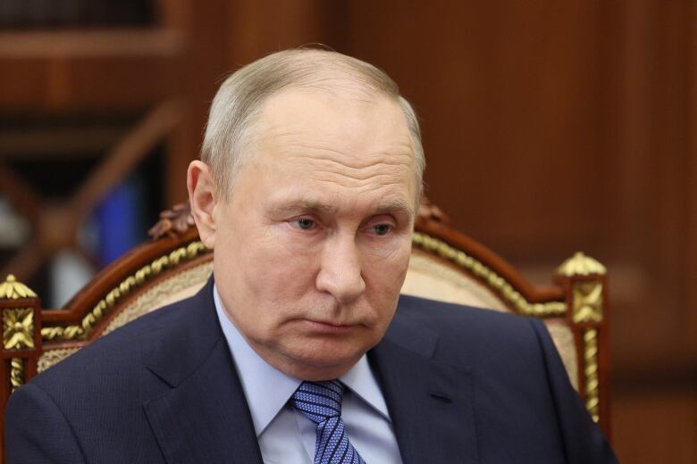 Russian President Vladimir Putin is seen during a meeting in Moscow on Tuesday.