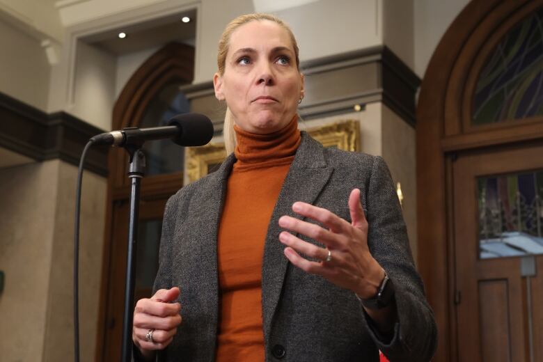 Canadian Heritage Minister Pascale St-Onge speaks to reporters on Parliament Hill after Bell Media announces job cuts