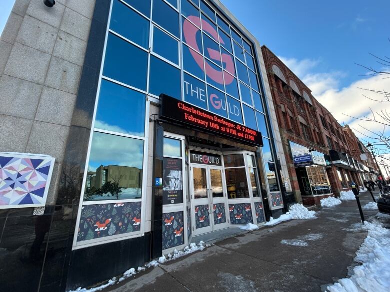 building with The Guild sign on Queen street in Charlottetown.