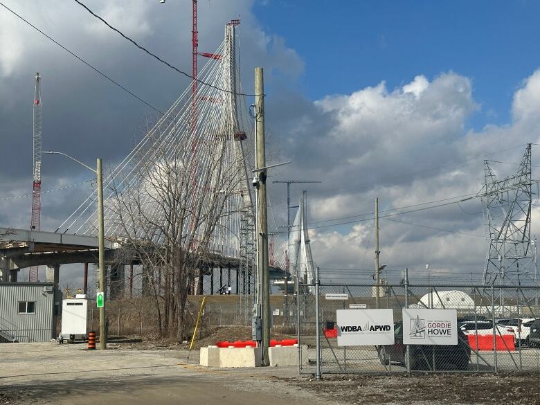 The Gordie Howe bridge shown from the Windsor, Ont., side in Feb. 2024.