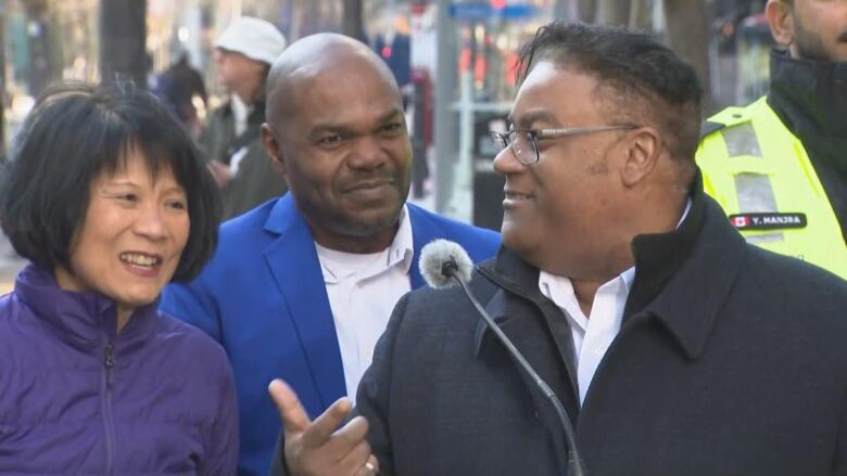 Mayor Chow left, Coun. Chris Moise, centre, and Roger Brown.