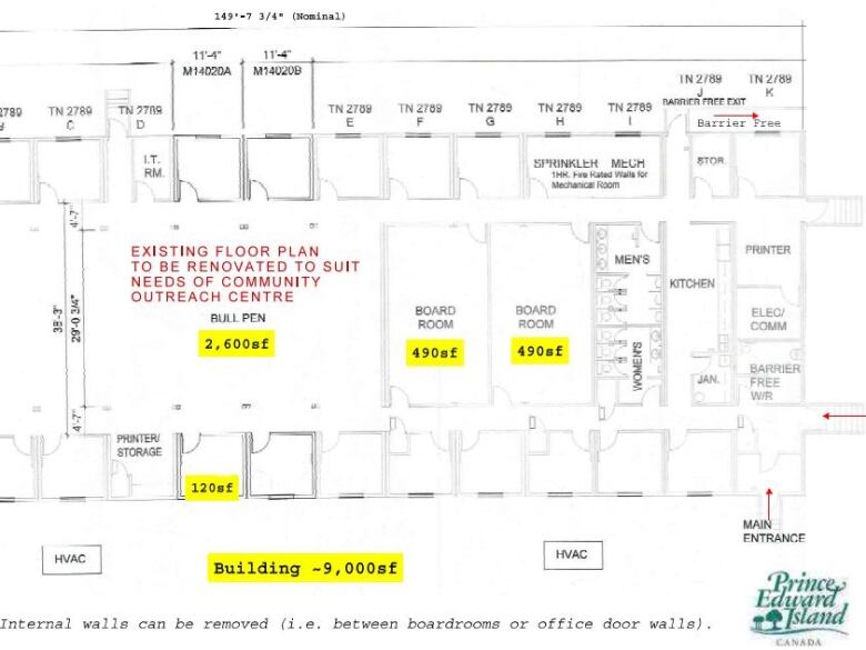 A rendering of the outreach centre floor plan.