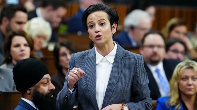 Conservative Deputy Leader Melissa Lantsman asks a question during question period in the House of Commons on Parliament Hill in Ottawa on Tuesday, Feb. 13, 2024.