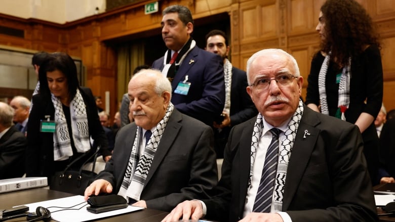 Palestinian officials at the International Court of Justice in The Hague.