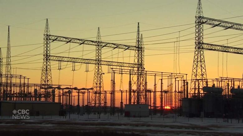 Hydro lines at twilight.