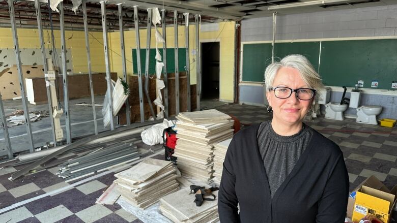 Stacy Ellis is general manager of the North Sydney Food bank at the former Seton Elementary School, where one wing of the building will be converted into 19 affordable housing units for seniors.