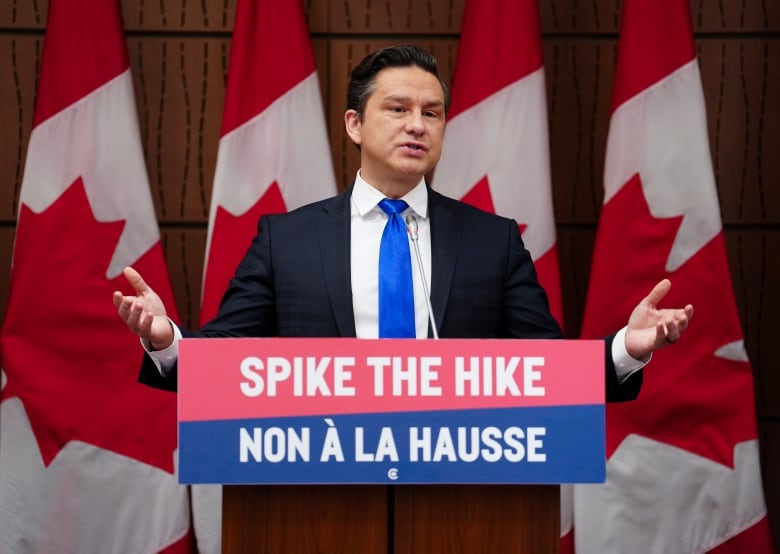 Pierre Poilievre in front podium