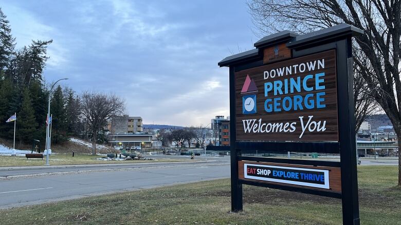 A sign along a road.