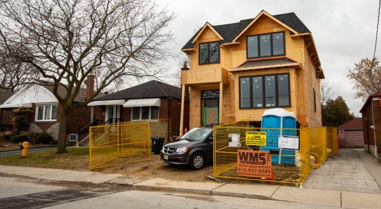 A house under construction. 