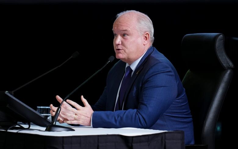 Erin O'Toole appears as a witness at the Public Inquiry Into Foreign Interference in Federal Electoral Processes and Democratic Institutions in Ottawa on Wednesday, April 3, 2024.