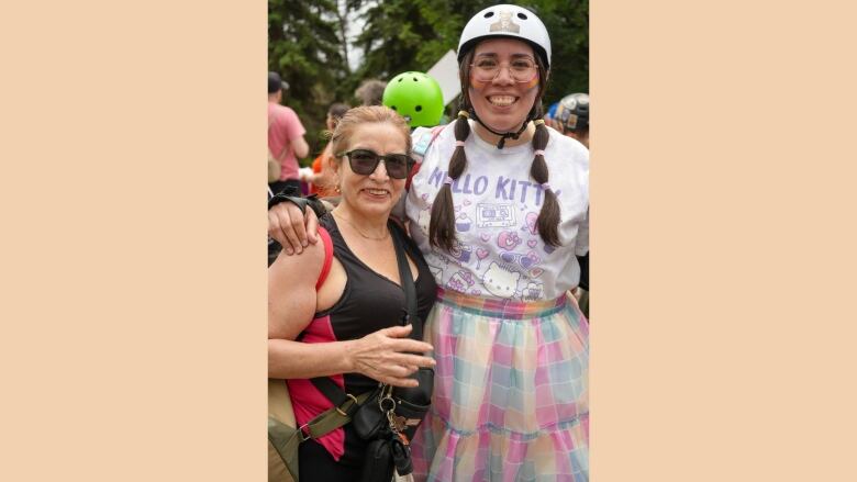 Barbara and her mother, Marta Morales, at Saskatoon Pride Parade.