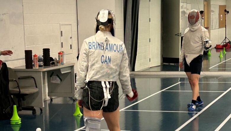 Fencers practising. 