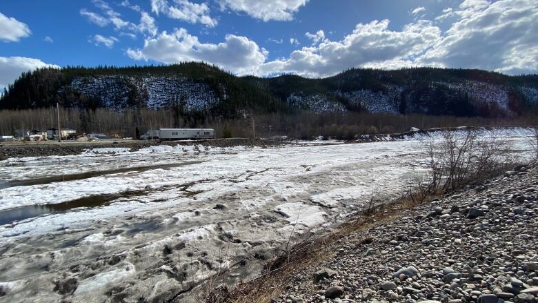 An ice-covered river.