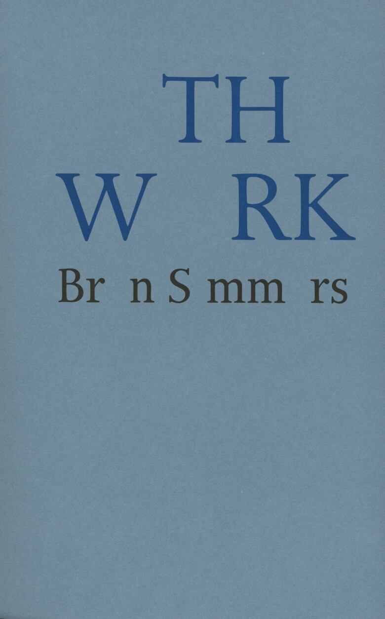 The book cover with a blue background and the letters 'TH W RK Br n S mm rs' 