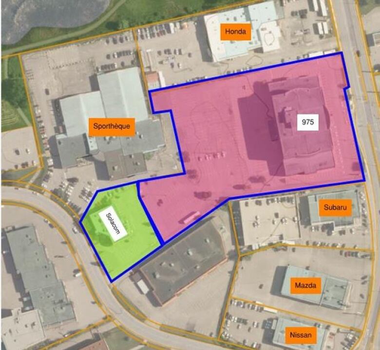 Aerial map showing an industrial park in Gatineau.