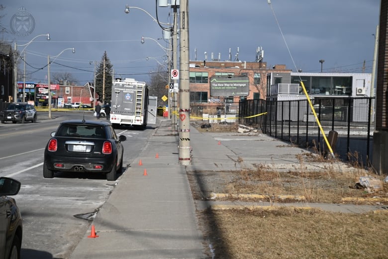 A crime scene with yellow tape cordoned off. 